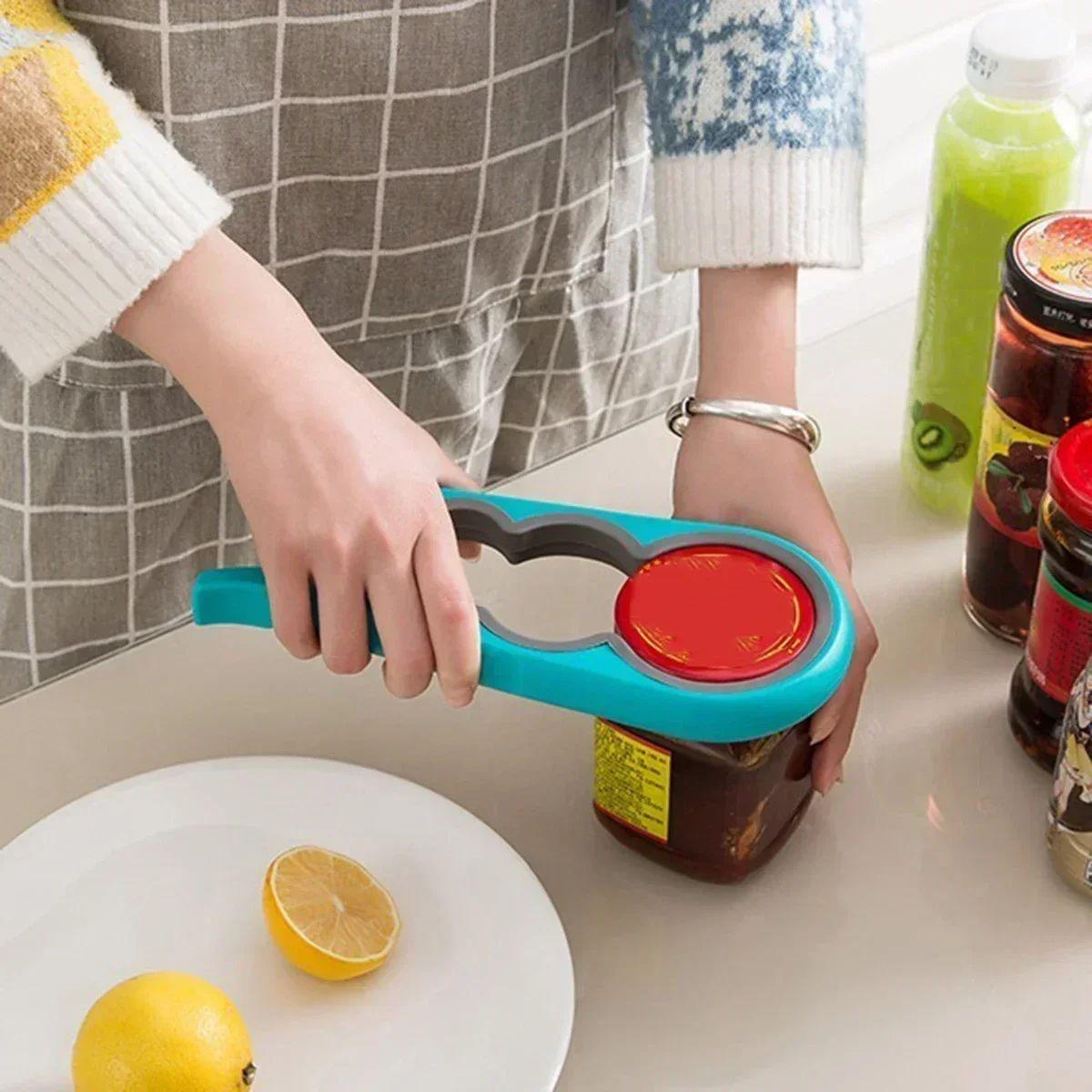 1/2 Multifunctional Cap Opener Four-In-One Cap Opener Can Opener Labor-Saving Cap Opener Kitchen Daily Necessities Bottle Opener