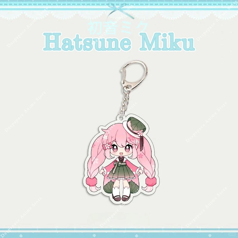 Kawaii هاتسون ميكو الكرتون سلسلة مفاتيح مصنوعة من الأكريليك أنيمي حقيبة إكسسوارات جذابة لطيف على ظهره قلادة كيرينغ للطلاب الحقائب المدرسية
