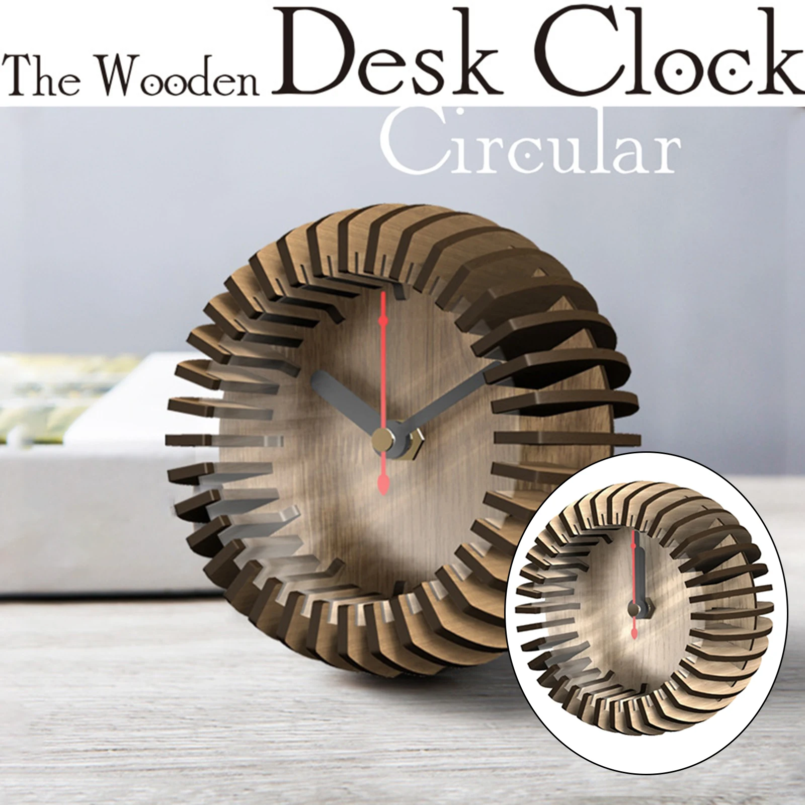 Wooden Clock Puzzle DIY Model Kits Gifts Building Toys for Adults Kids Home