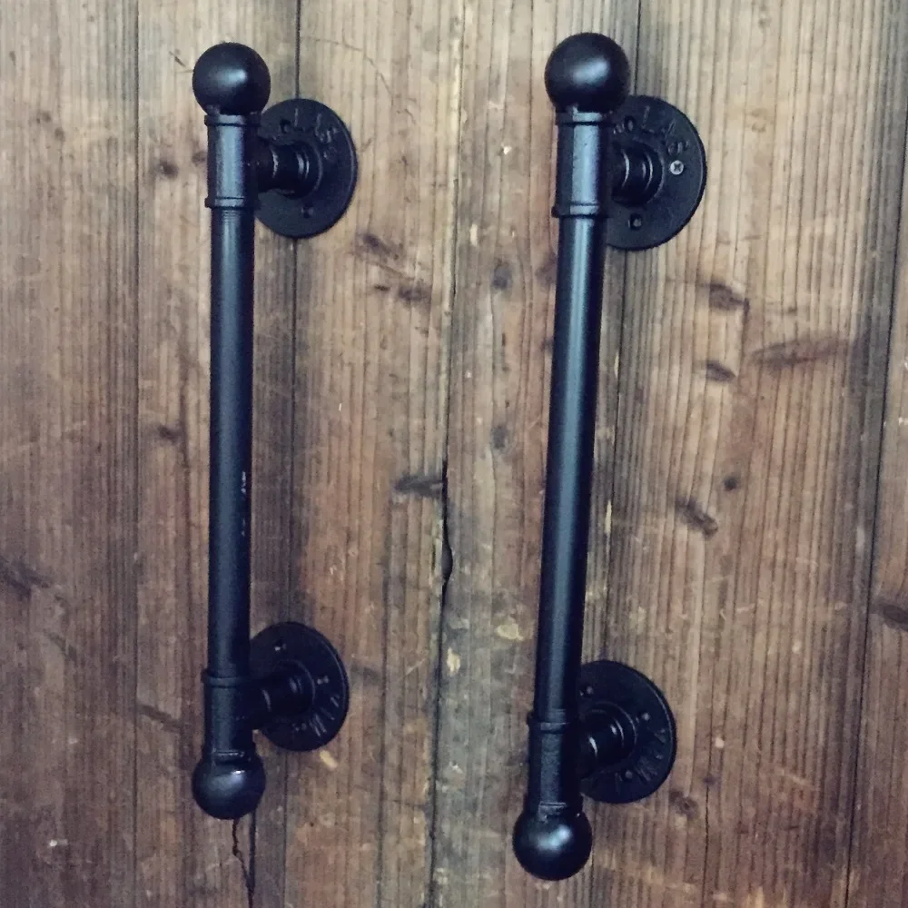 American Rural Antique Black Door Handle Handles Pull Pulls Water Iron Pipe chains  gate handle  germ free key