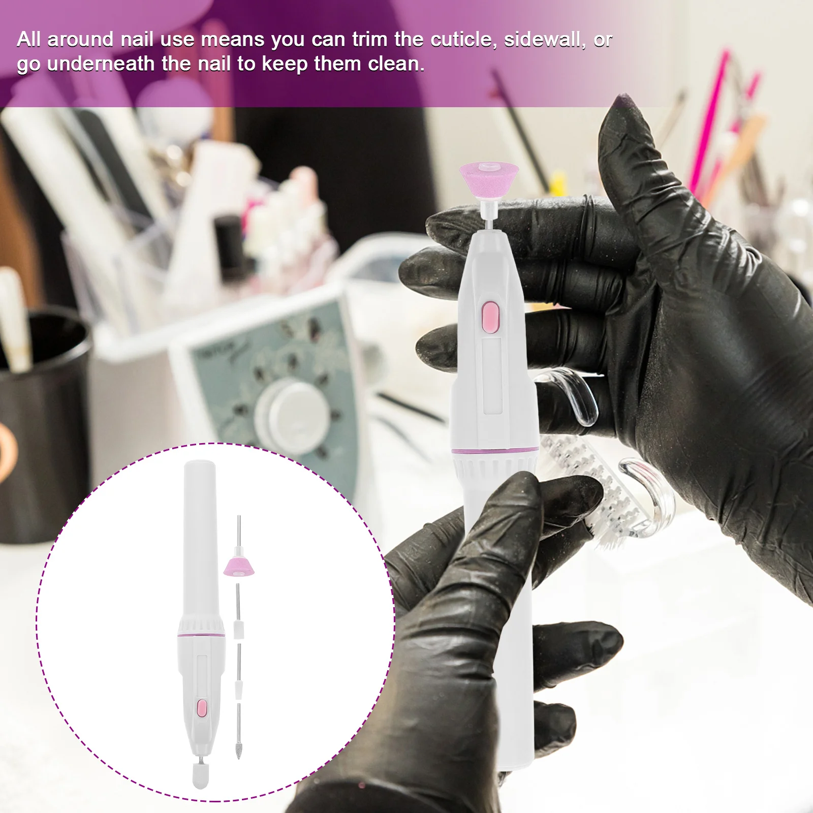 1 szt. Elektryczny pilnik przenośny do polerowania paznokci, kompaktowa szlifierka do manicure, narzędzie do domowego salonu, do samodzielnego zdobienia paznokci, nr