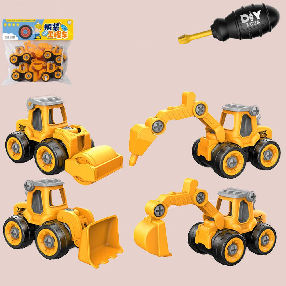 DIY Nut Disassembly City Engineering Truck Car Excavator Bulldozer Screw Boys Creative Tool Education Toys Model For Little Kids