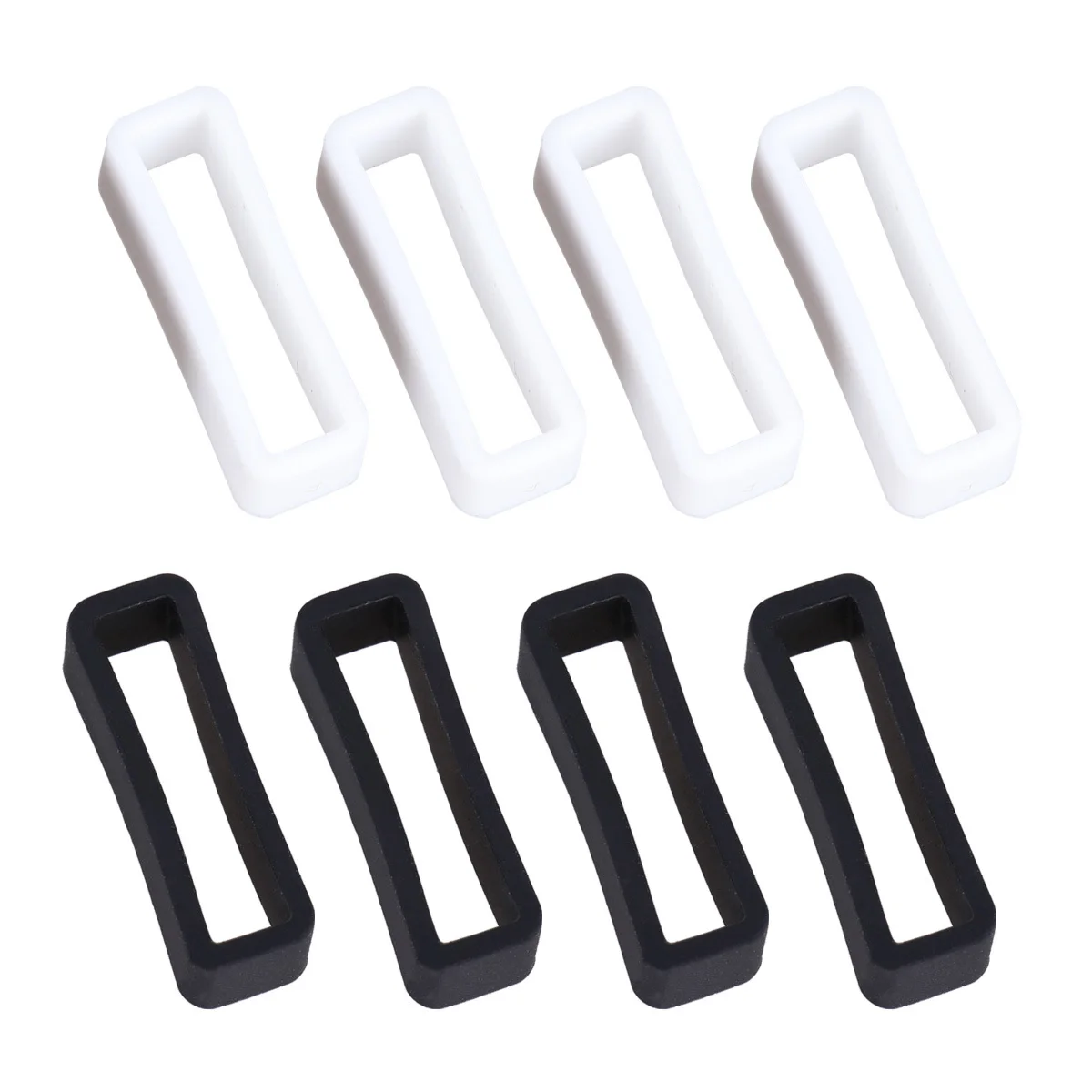 8 قطع من مشابك حزام الساعة، حلقة سيليكون مطلية كهربائيًا، مشبك للساعة بتشطيب ناعم وخفيف الوزن وتصميم بسيط، 24 ملم، أسود وأبيض