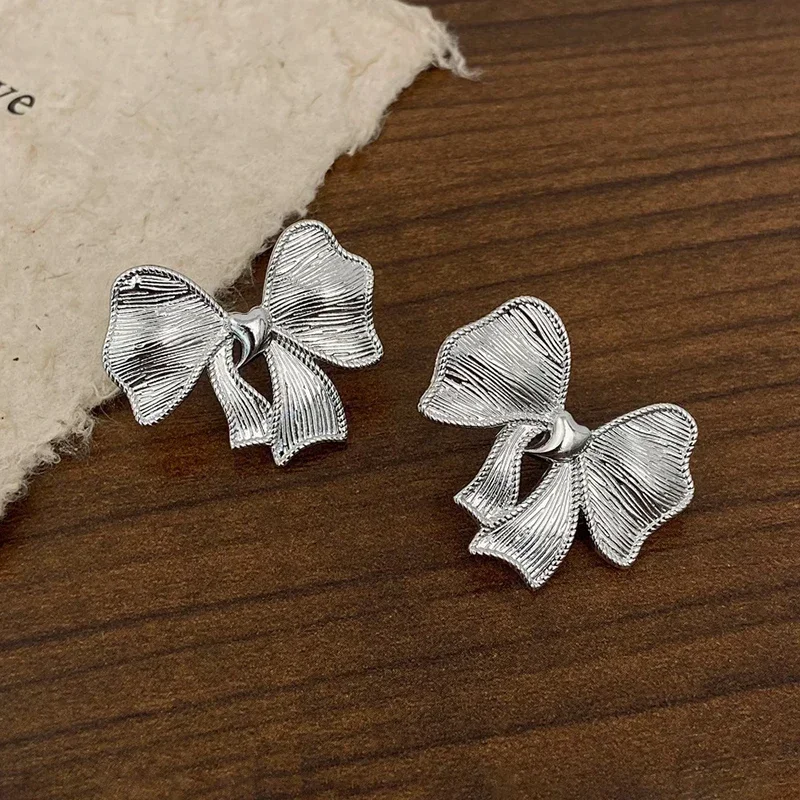 

Real 925 Sterling Silver Zircon Pearl Bowknot Stud Earrings for Women Cute Fine Jewelry Minimalist Light Luxury Accessories