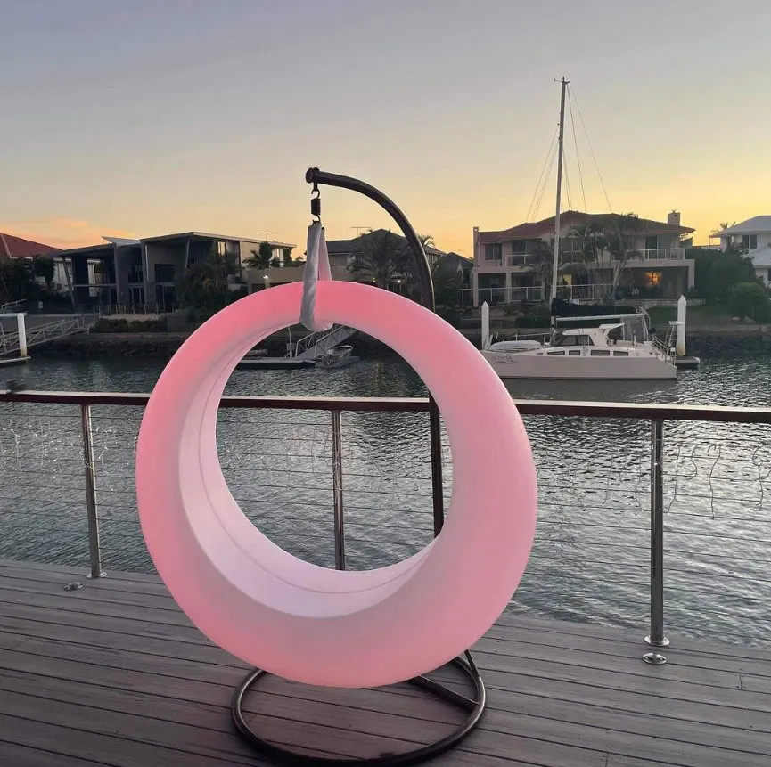 Colorful Led Lighting Outdoor Swing Park Glow Amusement Hanging LED Glowing Patio Swing Chair Waterproof Color Changing Swing