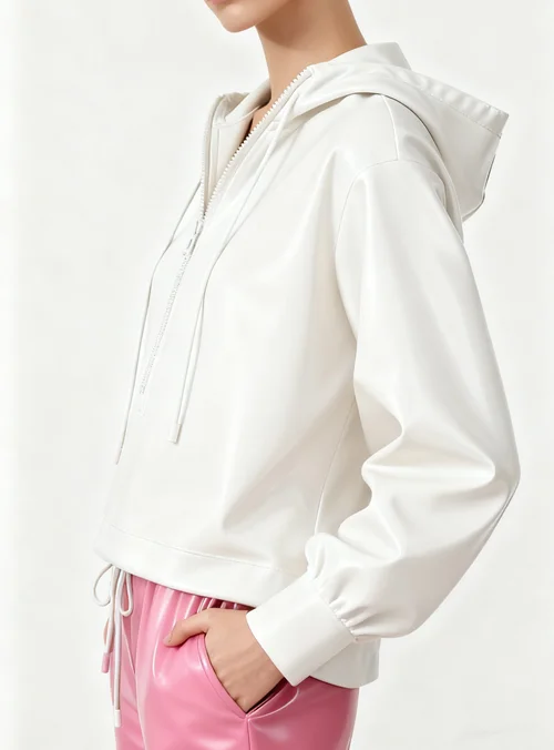 

Latex Rubber Catsuit Masquerade Handmade Custom Cosplay Suit Fashion Party Sports jacket Halloween club Hood