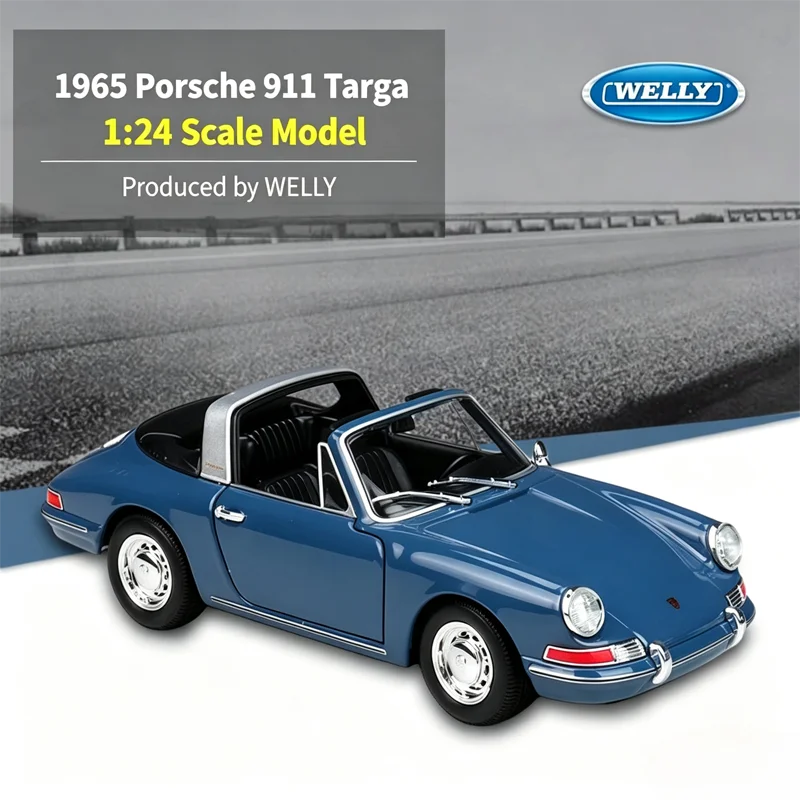 WELLY New Product 1:24 1965 Porsche 911 Targa Simulation Alloy Car Model Scene Shooting Ornament Collection High End Toy Gifts