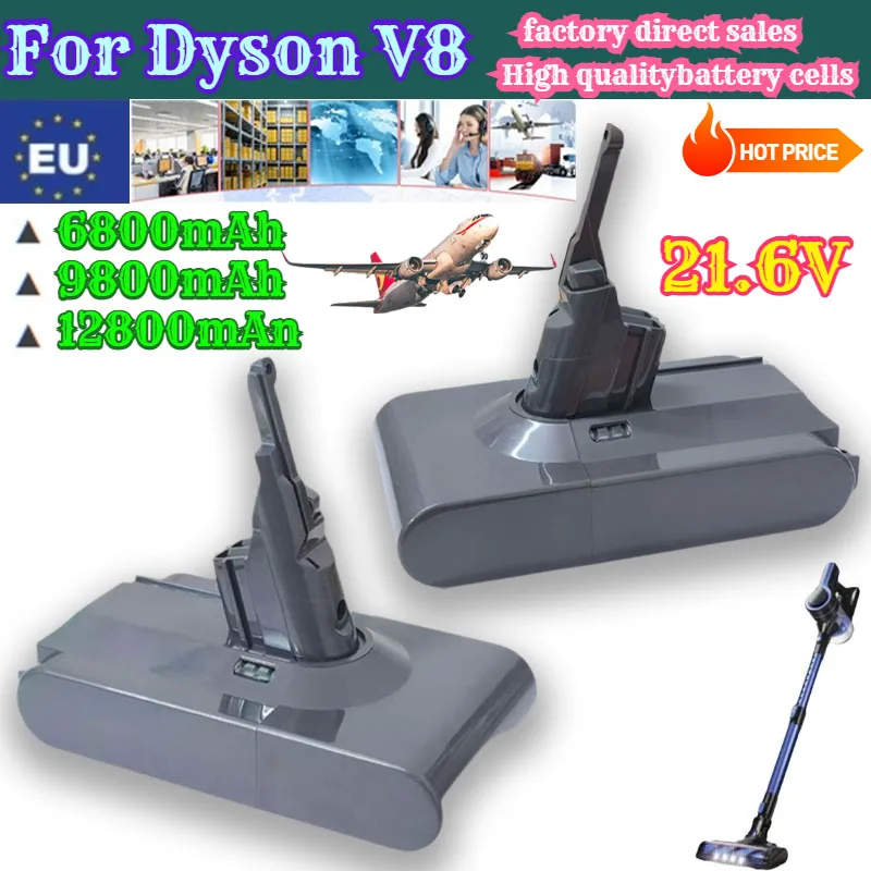 

Original For Dyson V8 21.6V 12800mAh Battery Replacement For Dyson V8 Absolute Cordless Vacuum Handheld Vacuum Cleaner Battery