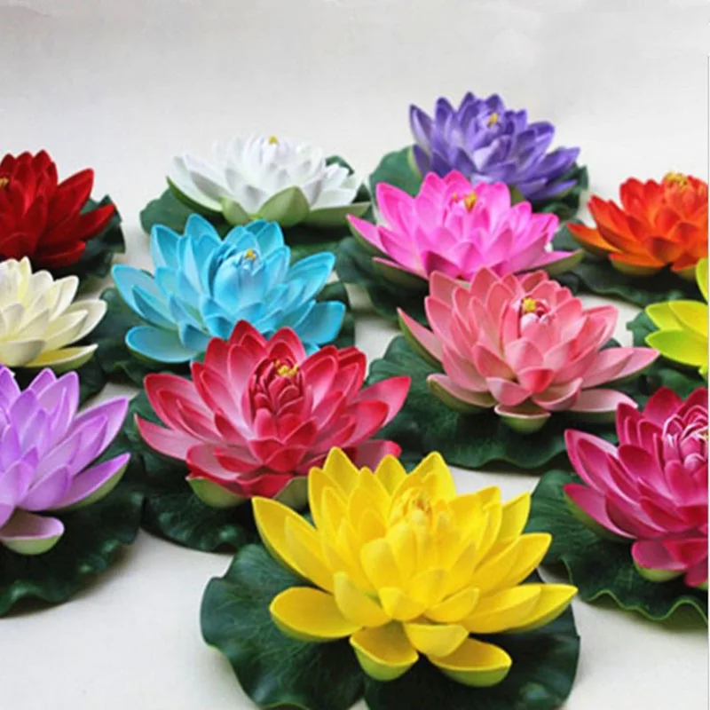 10/17/28cm Lotus Artificial Flower Floating Fake Lotus Plant Water Lily Micro Landscape for Pond Garden swimming pool Decor