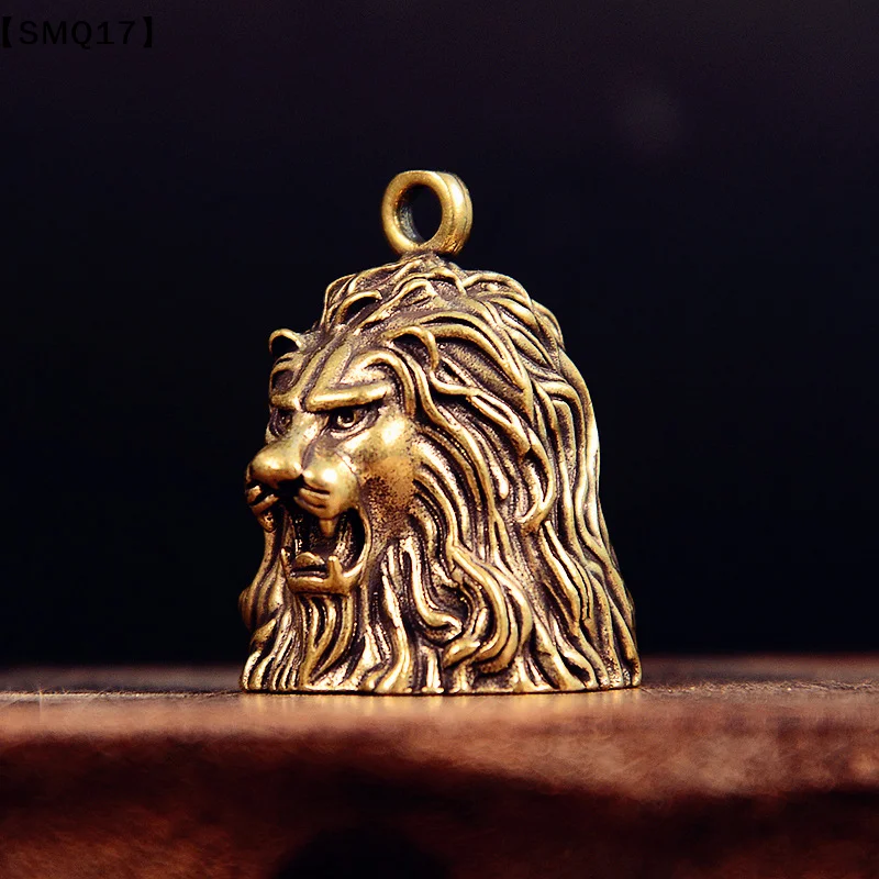Lucky Brass Handicraft Lion Head Bell Key Car Button Wind Bell Sect Bronze Bell Creative Gift Fengshui Home Pendant【SMQ】