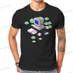 100% Cotton Fun Vaporwave Pixel PC Men's and women's T-shirts Windows 95 Computer System Accessories Short sleeved fun print
