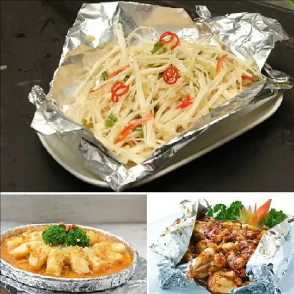 5M/10M/20M Aluminium Catering Tin Foil Disposable BBQ Accessories Barbecue Tin Foil Roll Thickened Heat Safe Food Tin Foil