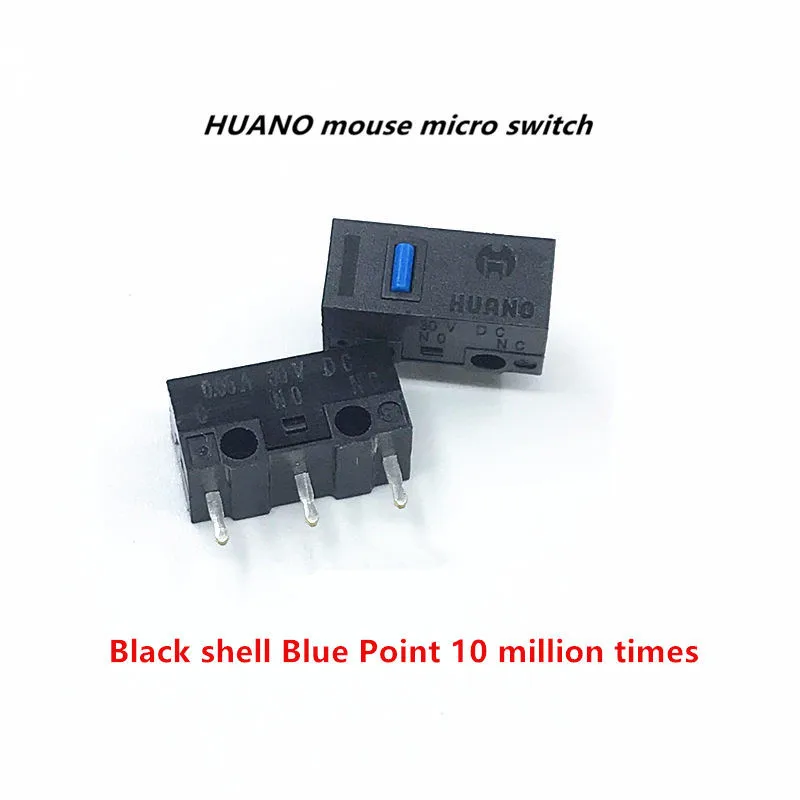 5Pcs/lot HUANO mouse micro switch button white yellow blue pink green dot blue shell white dot General 3-pin switch