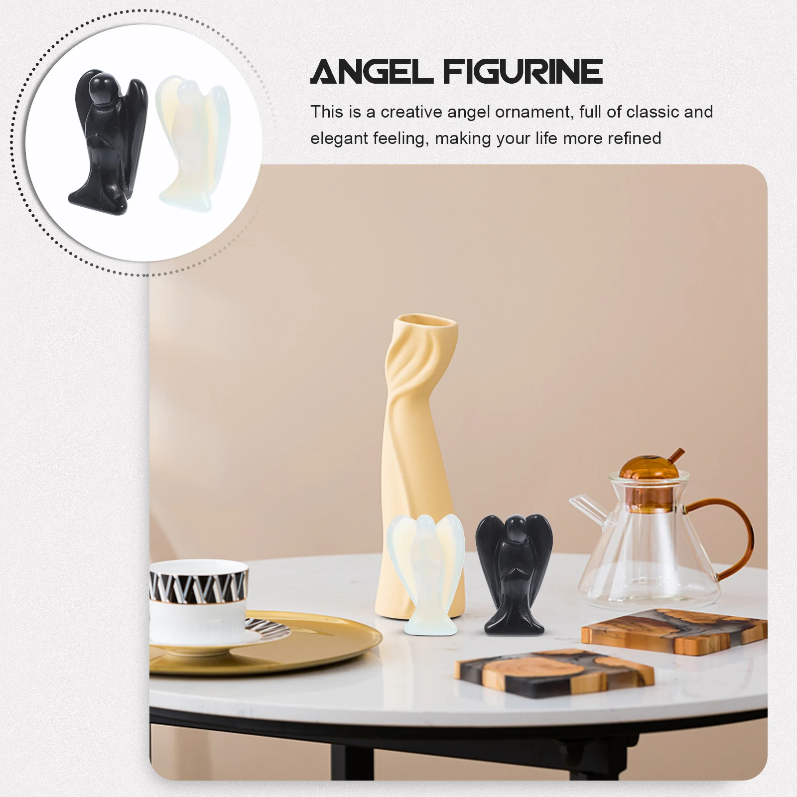 

2 Pcs Angels Statues for Home Decoration Ornament Sculpture Crystal Ornaments Desktop Decorations Luxurious Figurine