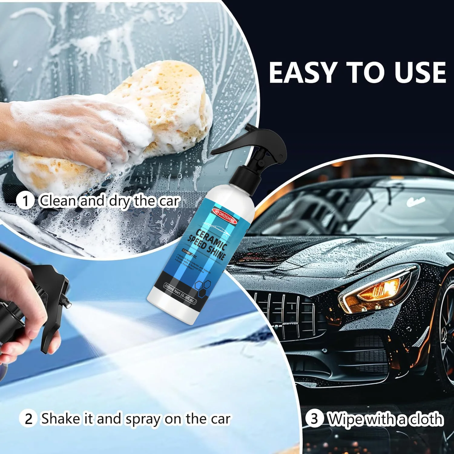 Hydroshine เซรามิค Speed Shine เคลือบสําหรับรถยนต์ป้องกันกันน้ํากันฝุ่นรถ Shine ภาษาโปลิชคํา Black Wax Hydrophobic