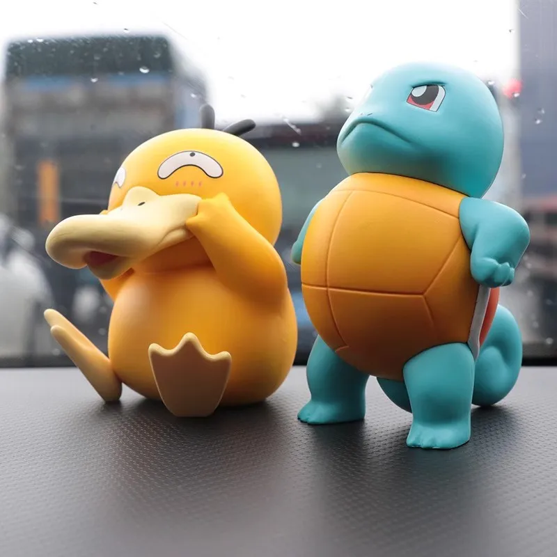 Anime Pokemon Psyduck Squirtle Action Figure Toys Kawaii Figurine Cartoon Model Car Ornament Statue Decoration Gift for Children