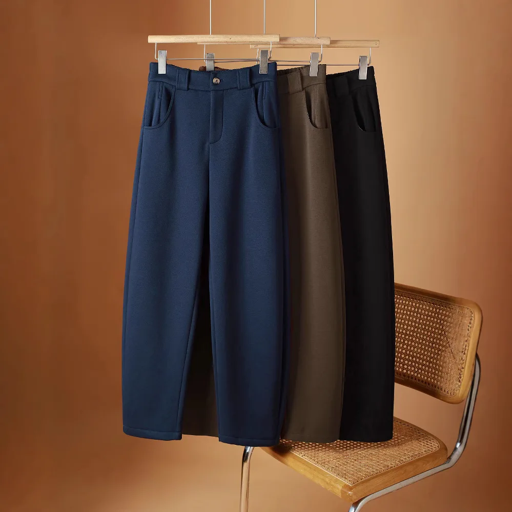 

Хлопковые повседневные брюки с высокой талией, женские простые универсальные брюки с бантом, модные прямые брюки, удобные дышащие брюки