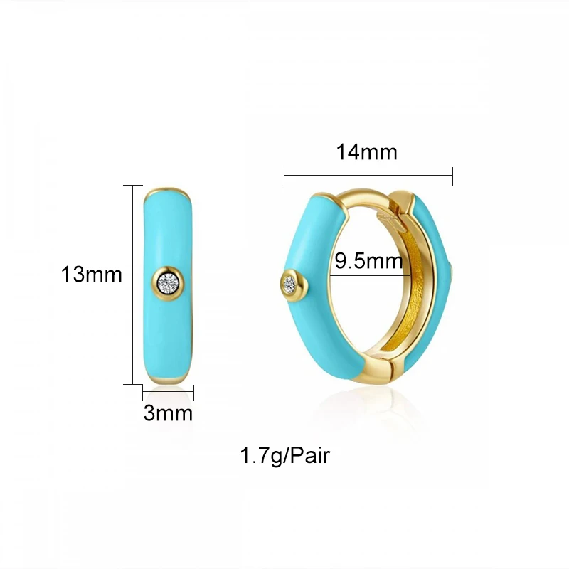 Crmya Earrings for Women Blue Zirconia Enamel Hoop Dangle Earrings Women Beach Vacation Jewelry Accessories Wholesale