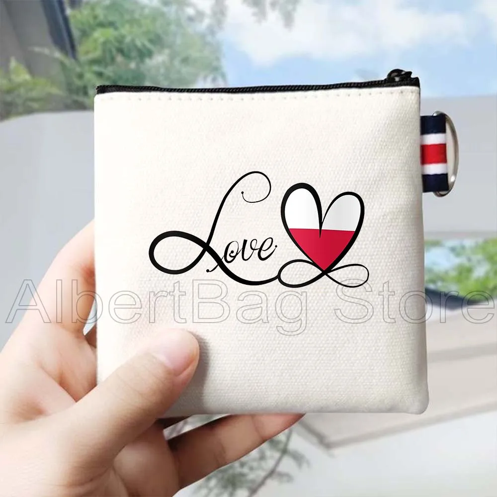 الحب Warsaw بولندا العلم البولندية خريطة تذكارية الهدايا قماش محفظة نسائية للعملات المعدنية حقيبة صغيرة مربعة المحفظة مفتاح تخزين حافظة للبطاقات سستة الحقيبة #3