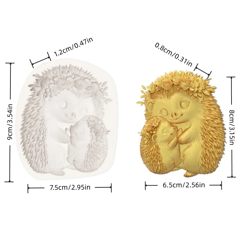 Silicone Mold for Making Fondant Chocolate with a Design of Hedgehogs Holding a Wreath