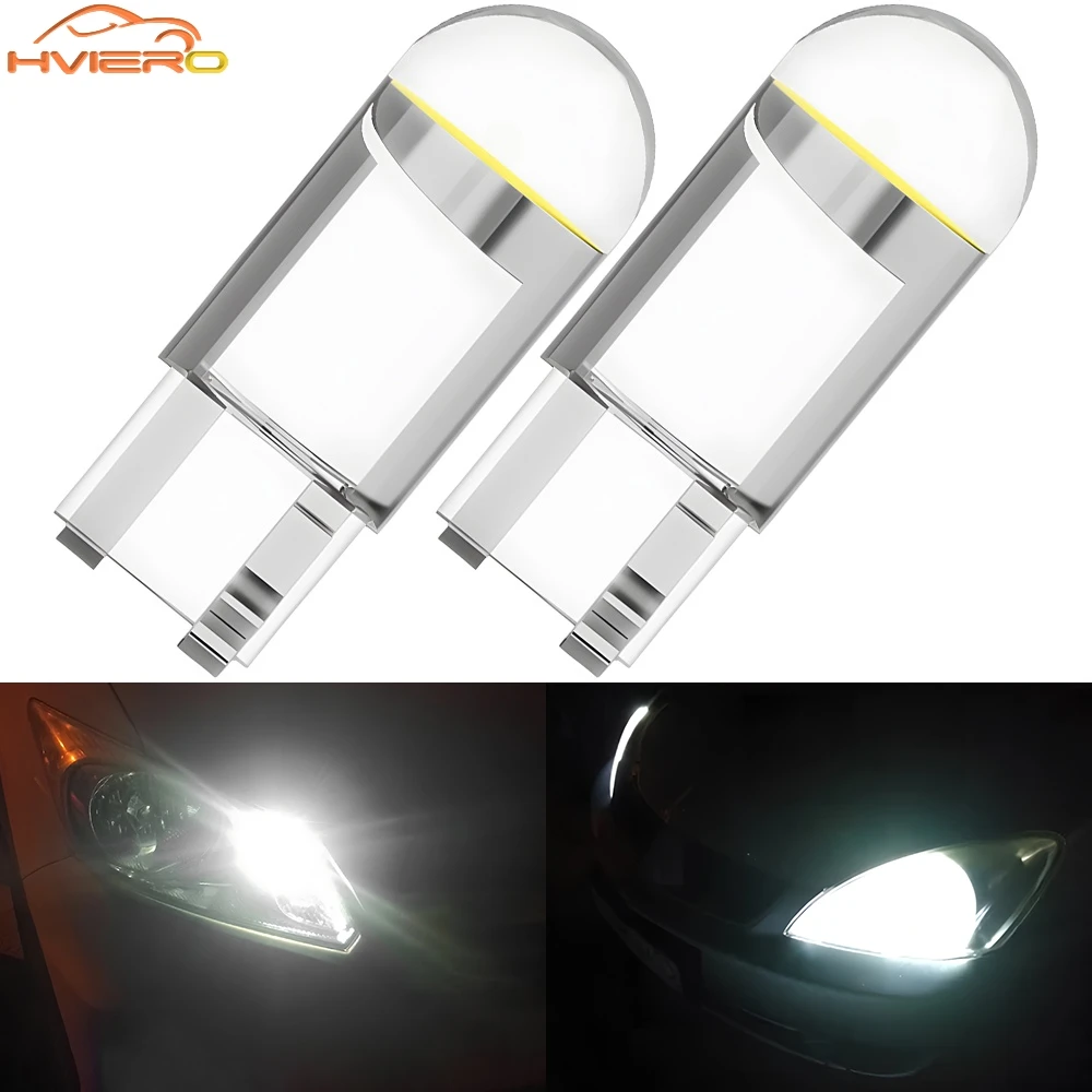 

2Pcs Auto Light T10 LED Glass Housing Cob Car BulbAmbient Lighting Reversing Brake Wedge License Plate Lamp Dome Multiple Colors