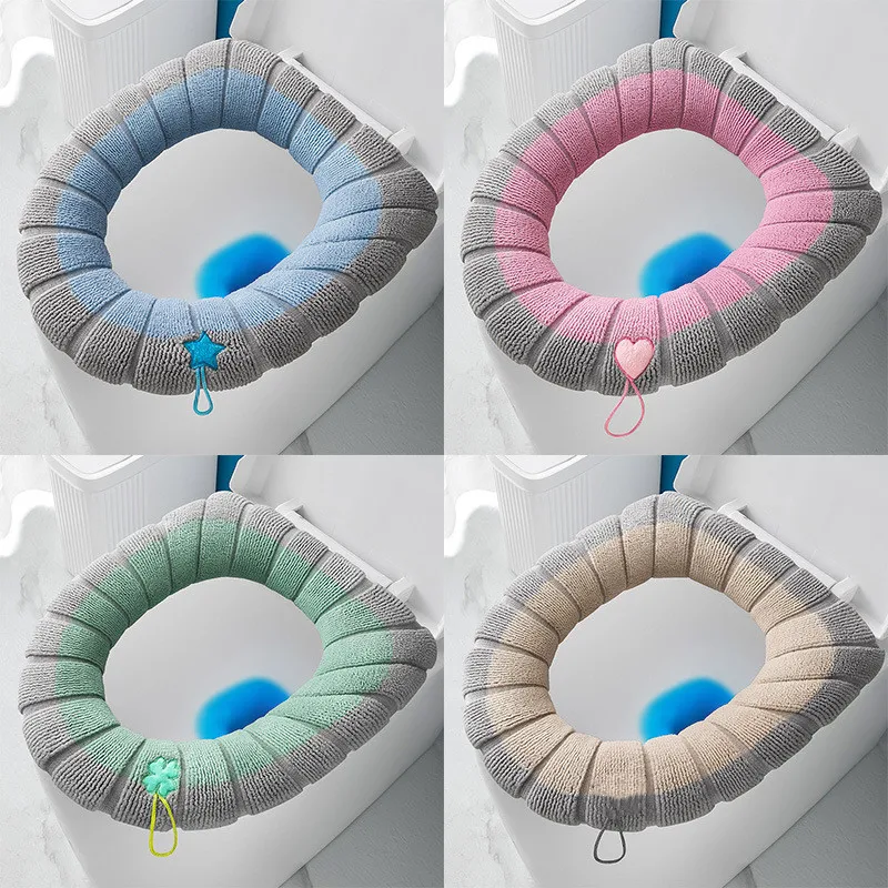 1pcs Thicker Bathroom Toilet Seat Cover Pads Soft Comfortable Toilet Seat Cushion Cover Stretchable Toilet Seat Warmer Easy Inst