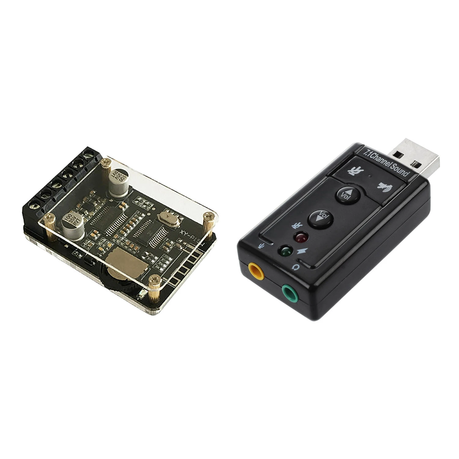 

Y19A 1 Pcs 7.1 Channel USB External Sound Card Audio Adapter & 1 Pcs Stereo Bluetooth Audio Power Amplifier Board Module