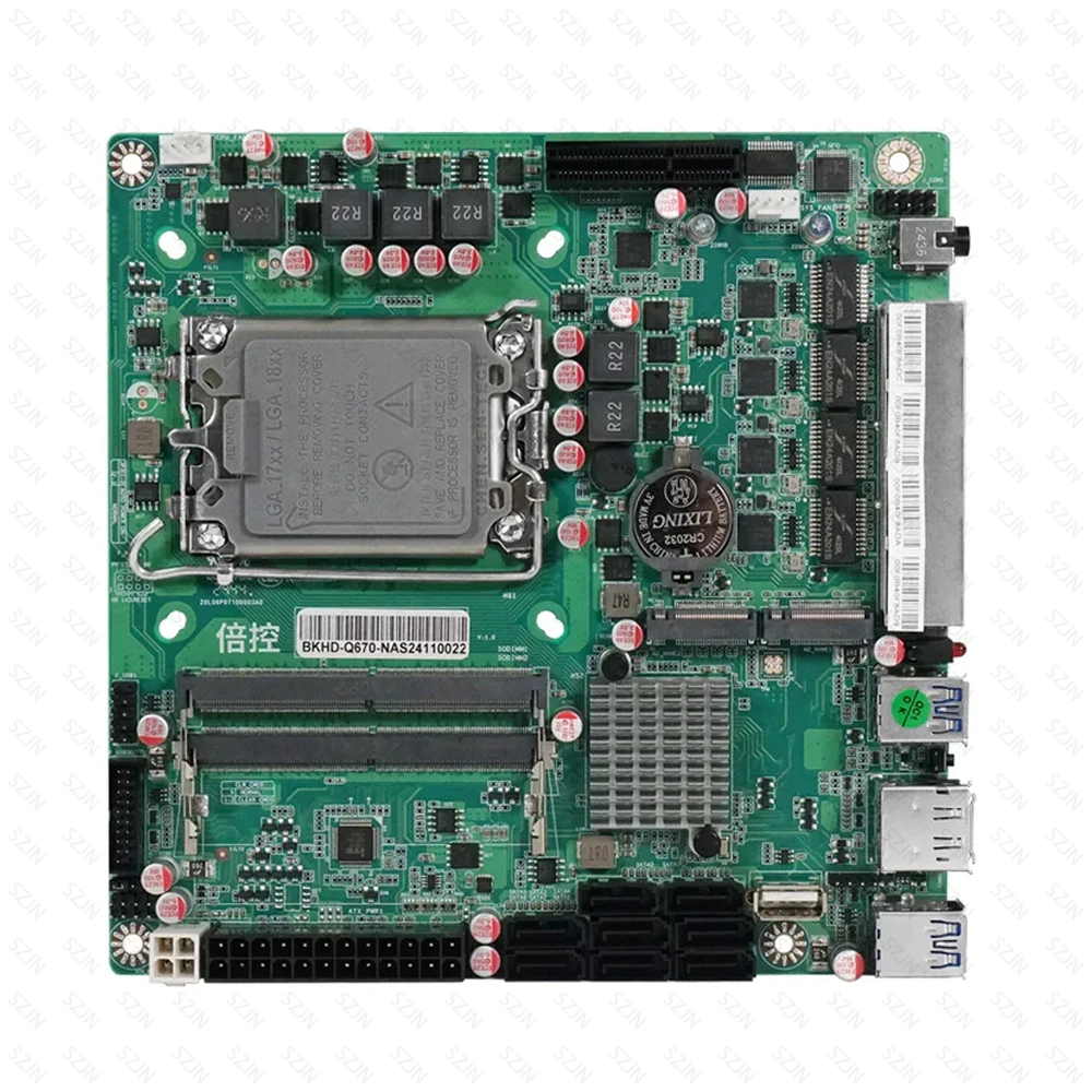 NAS Set Q670 MINI ITX اللوحة الأم وحدة المعالجة المركزية كومبو vPRO مع 12-14th Core DDR5 16-32G 4800MHz دعم 2xM.2 NVME 8xSATA3.0 خادم المنزل