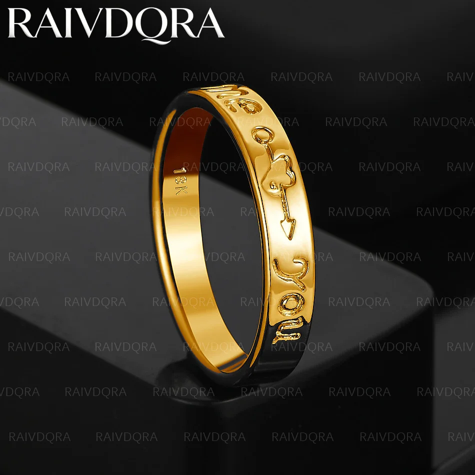 18K Gold Plated Lettering Heart Engagement Ring For Women and Men Fashion Jewelry Romantic Grace Wedding