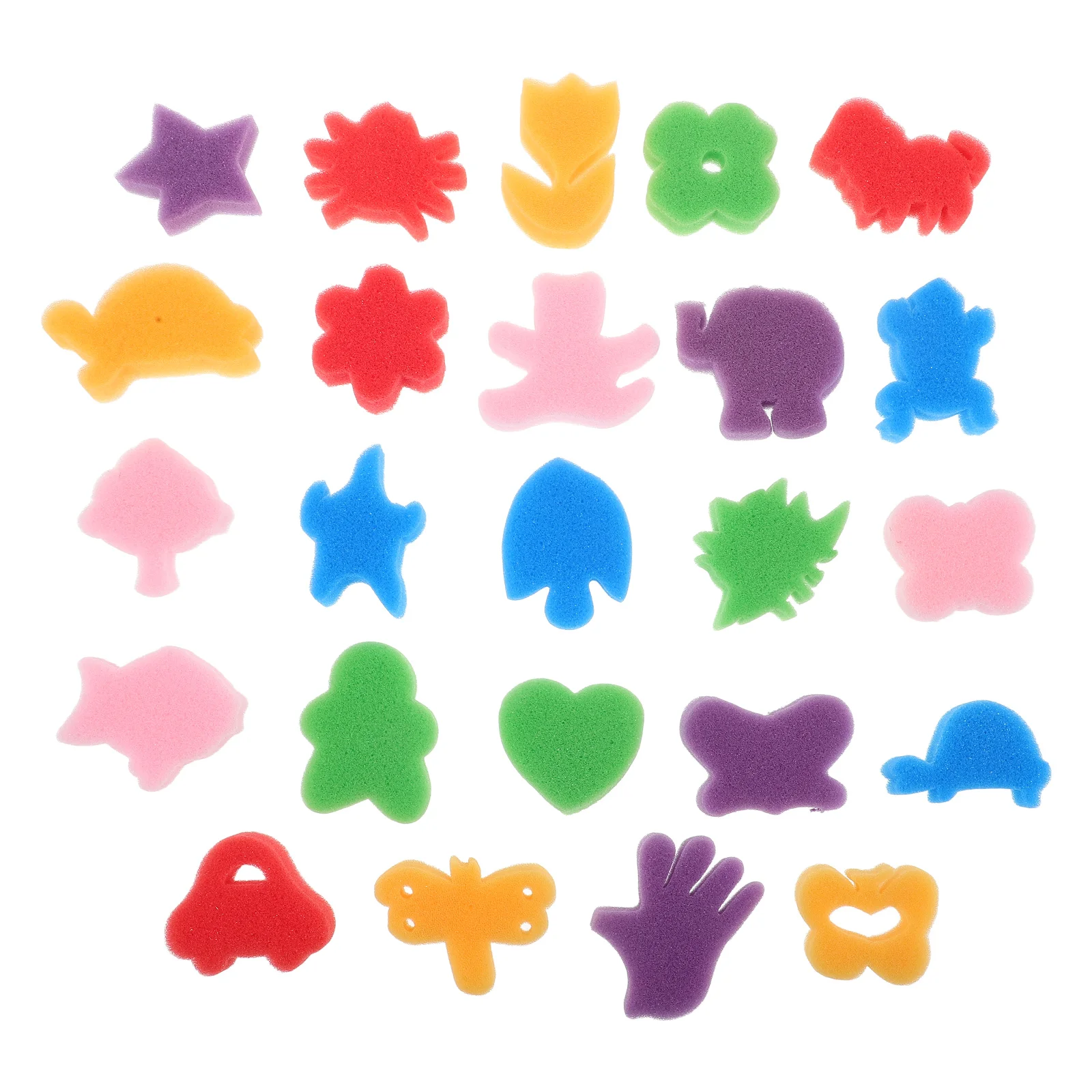 48 Stuks Spons Schilderen Stamper Set Plastic Handvat Kleurrijke Dierlijke Vormen Creatief Patroon Kids DIY Art Stempel Regenboog Inkt Stempels