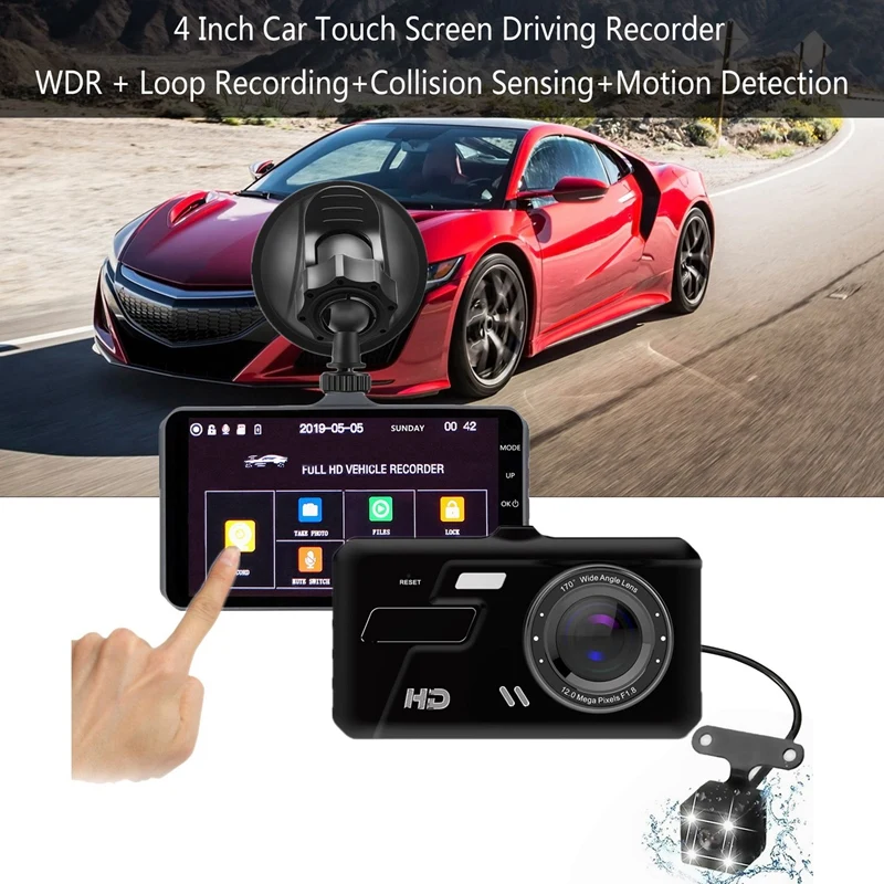 4 Inch New 1080P Car Driving Recorder Vehicle Camera Dvr Ips Dash With Motion Detection G Sensor