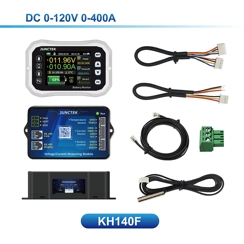 2024 NEW KH140F Bluetooth Battery Monitor 0-120V 400A Voltage Current Tester Capacity Indicator RV Battery VA Coulomb Meter