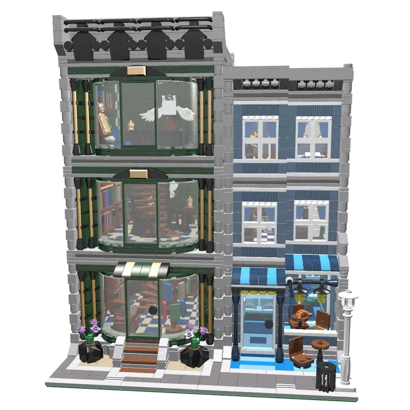 3802PCS MOC Bookstore & Café Modern Architecture Building Blocks Model Assembly Toys Children Festival Gifts