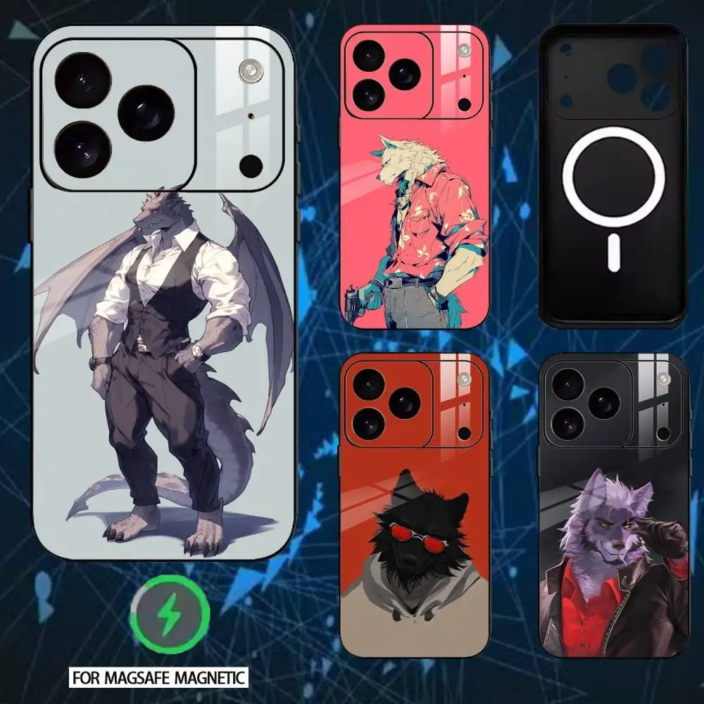 

Furry Muscle Guy Phone Case For iPhone 17 16 15 14 13 12 Pro Max Plus for Mirror Wireless Magnetic Cover