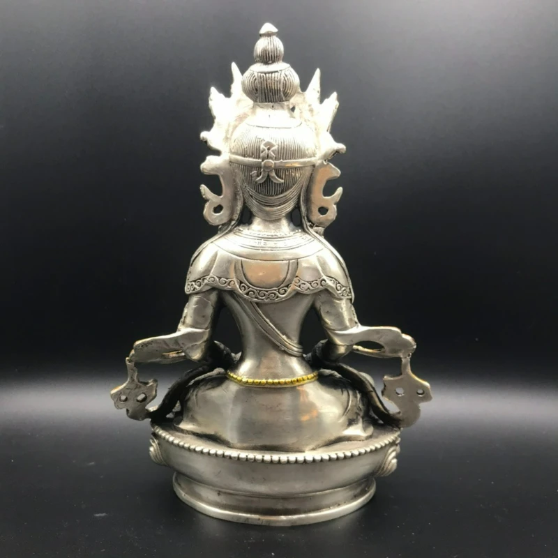 Silver-plated White Copper Great Sun Buddha Statue Vajra Buddha Sculpture of Tantric Buddhism Home Decoration Feng Shui Ornament