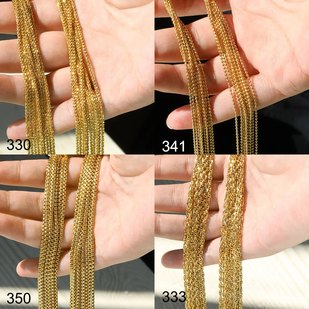 10Pcs/Lot 45cm Stainless Steel Gold Color Chains Necklace For Women Jewelry Making Chains Accessories DIY Handmade Supplies