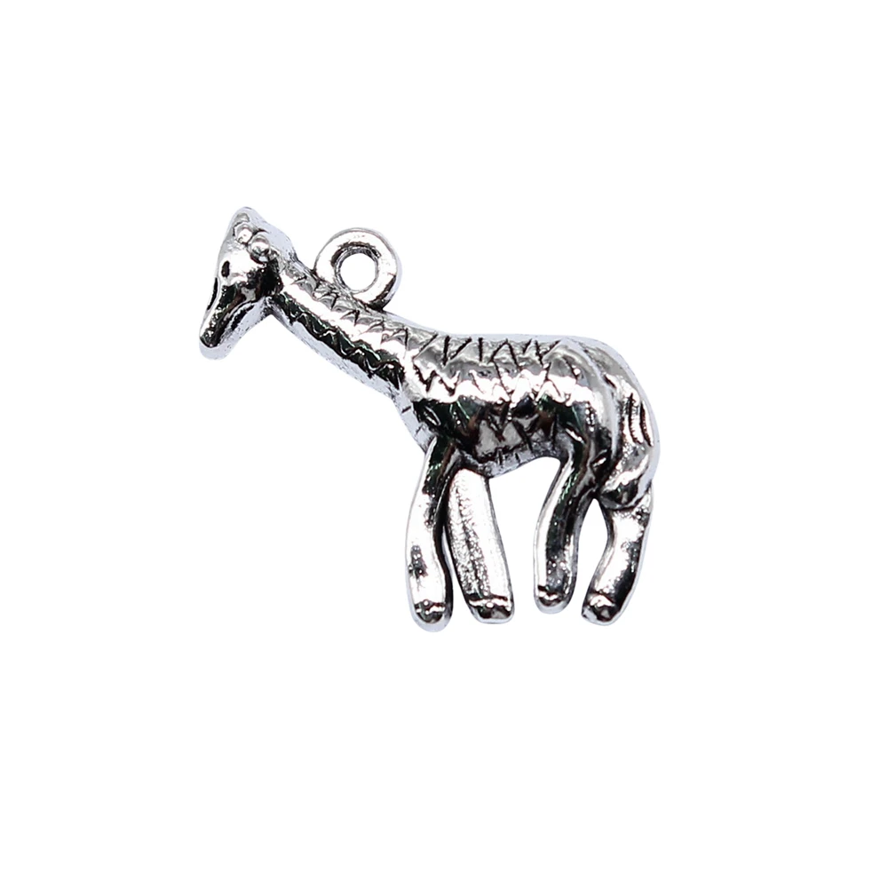 10pcs/lot 20x23mm giraffe Charms For Jewelry Making Antique Silver Color 0.79x0.91inch