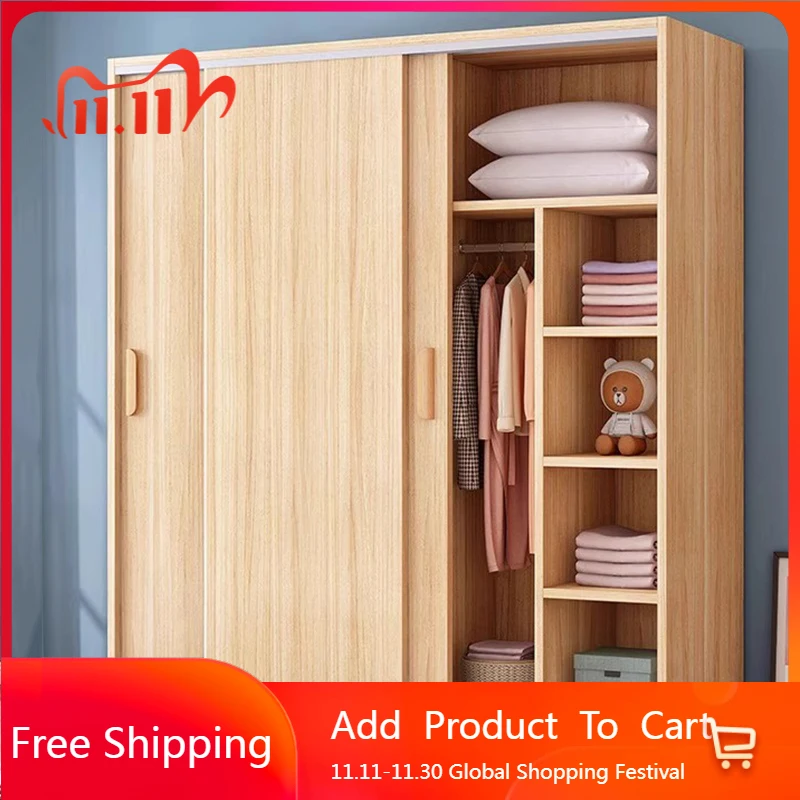 

Wooden Open Closet Living Room Storage Organizer Bedroom Wardrobe Shelves Display Fabric Guarda Roupa Lounge Suite Furniture