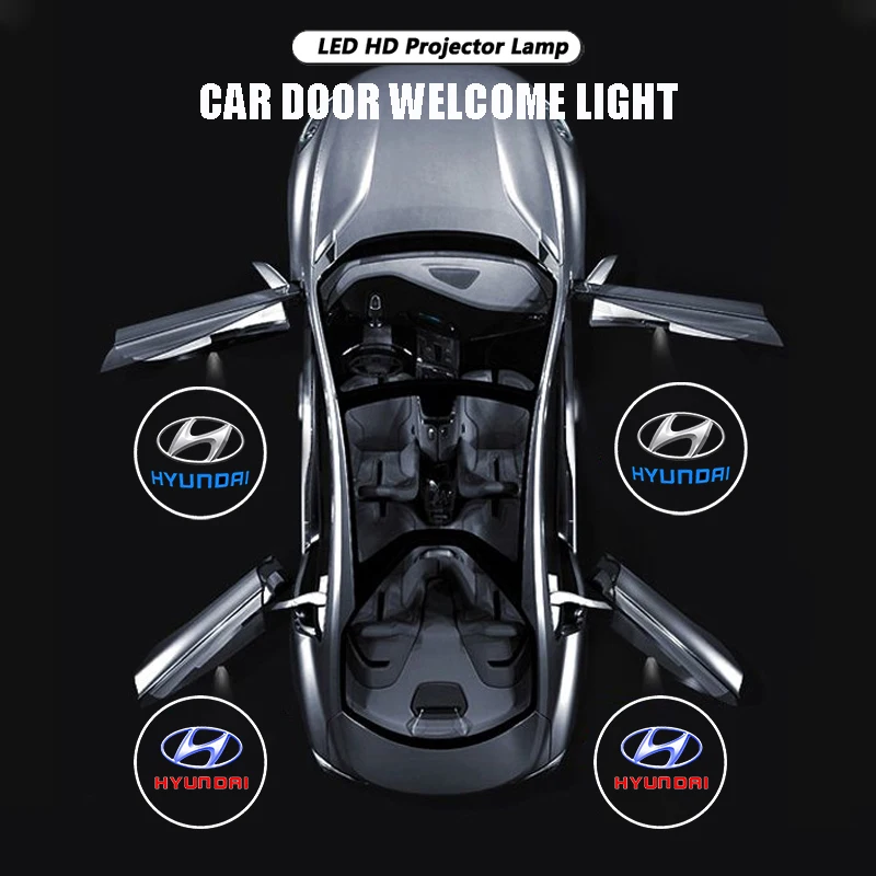 2 قطعة باب السيارة مصابيح جهاز عرض ترحيب أضواء اكسسوارات لشركة هيونداي جينيسيس I10I20I30I40IX20IX35Kona Getz