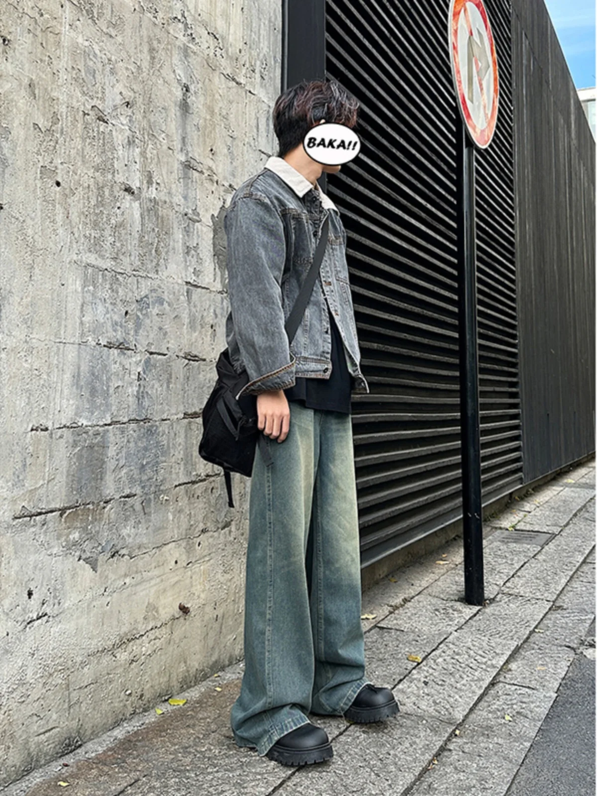 

Deep Blue Men's Denim Jeans Straight Leg Wide Leg Waed American Sle Trendy Brand Hip Haome Autumn Winter New Arrival