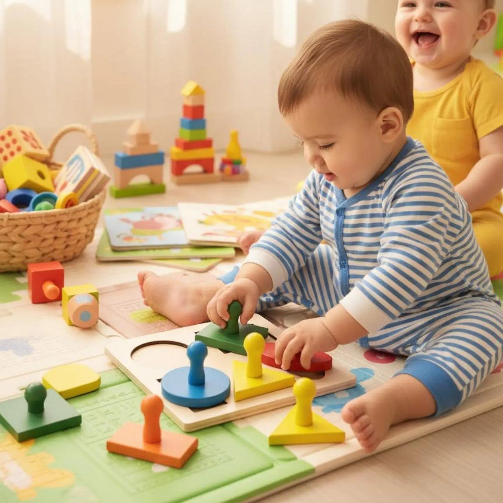 Young Child Shape Puzzle with Knobs Early Learning Young Child Knobbed Puzzle Develops Skills Matching Toy