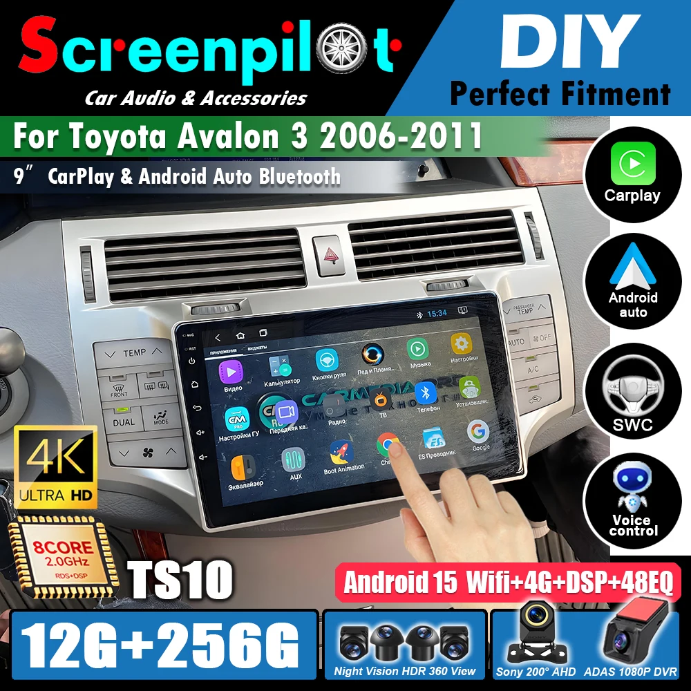 Radio para Auto Android 16 para Toyota Avalon 3 2006-2011, Reproductor Multimedia Estéreo con Navegación GPS, Android, Sin 2din, 5G WIFI, BT