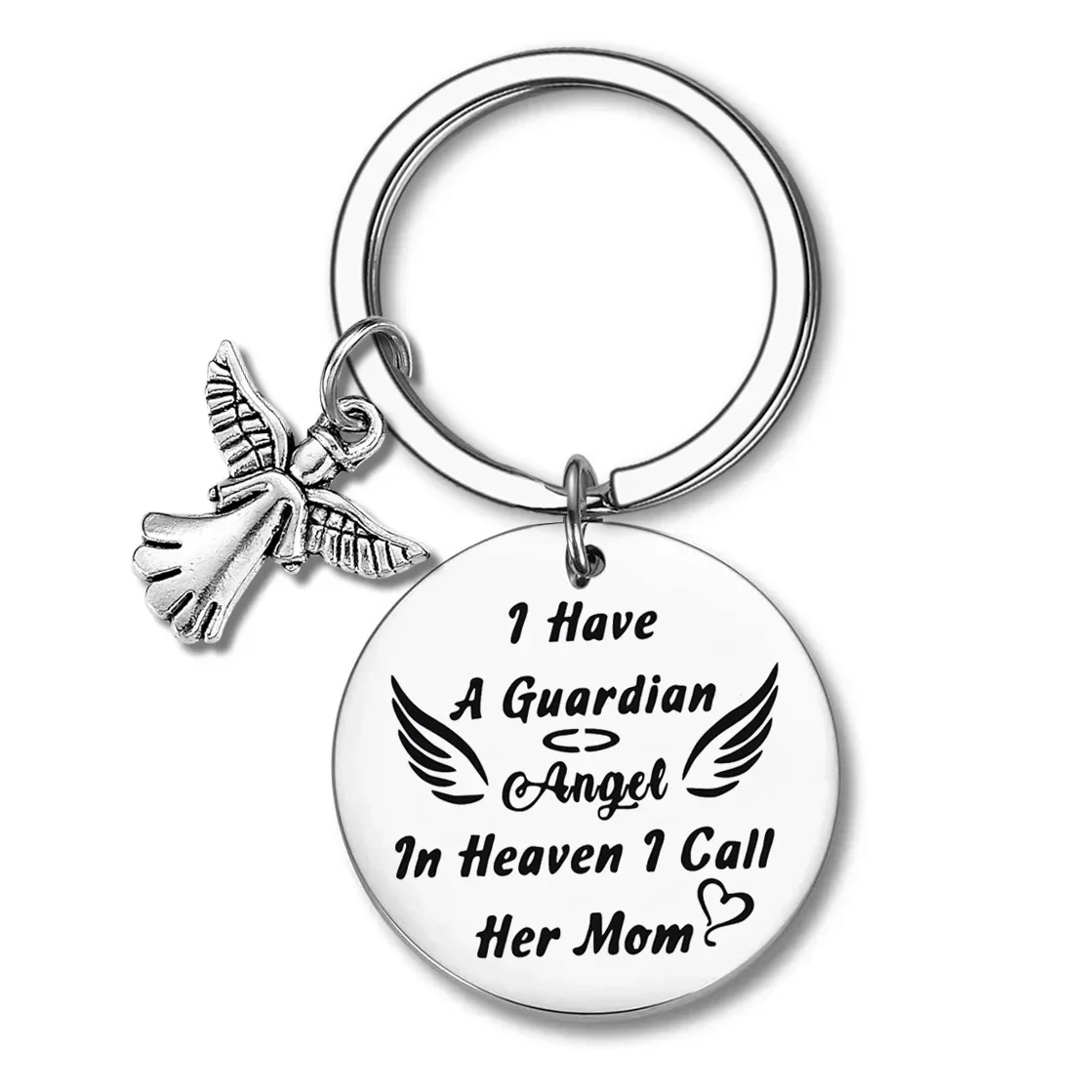 Cute Mom Memorial Gift Keychain pendant I have a guardian Angel in heaven key chain Loss of Mother Remembrance Gift