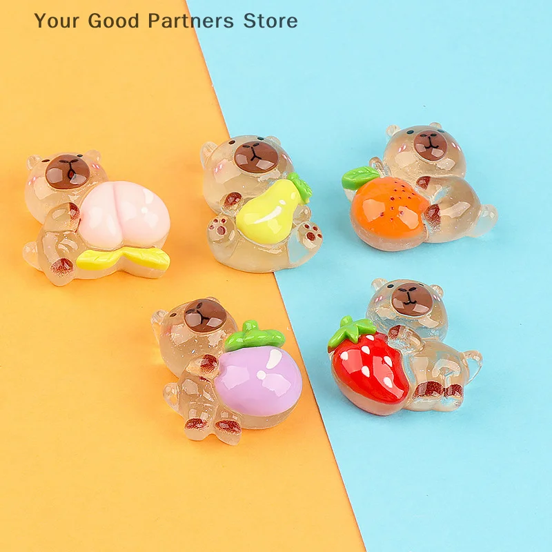Kawaii 빛나는 Capybara 자동차 장식품 인형 집 미니 장면 장식 마이크로 조경 장식품 DIY 데스크탑 장식 완구