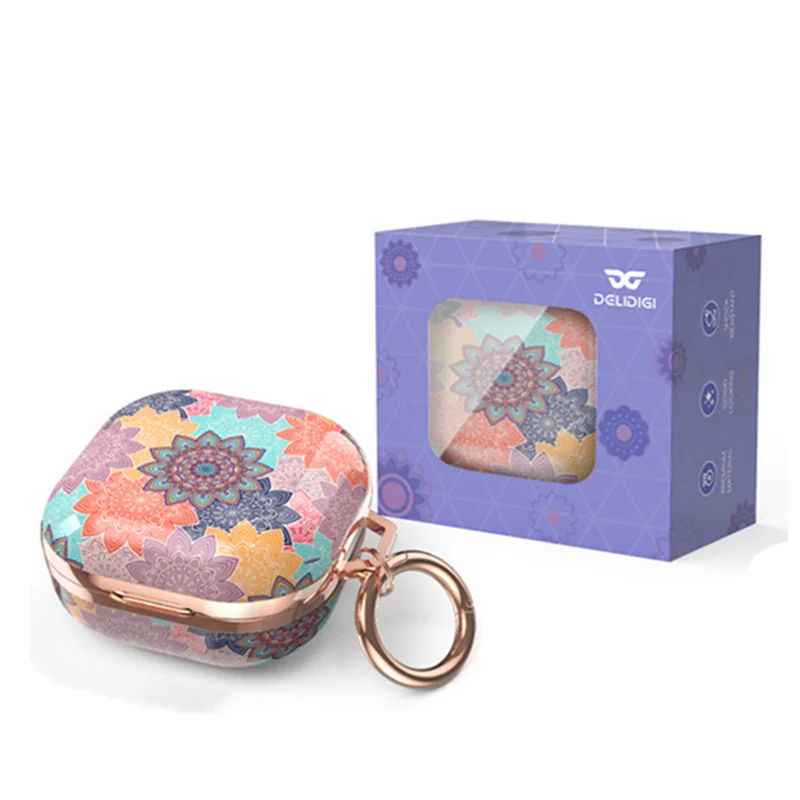 สำหรับ Samsung Galaxy Buds Pro/Live/Buds 2ดอกไม้ภาพวาดหูฟังพร้อมพวงกุญแจสำหรับ Galaxy buds2 Pro กรณี