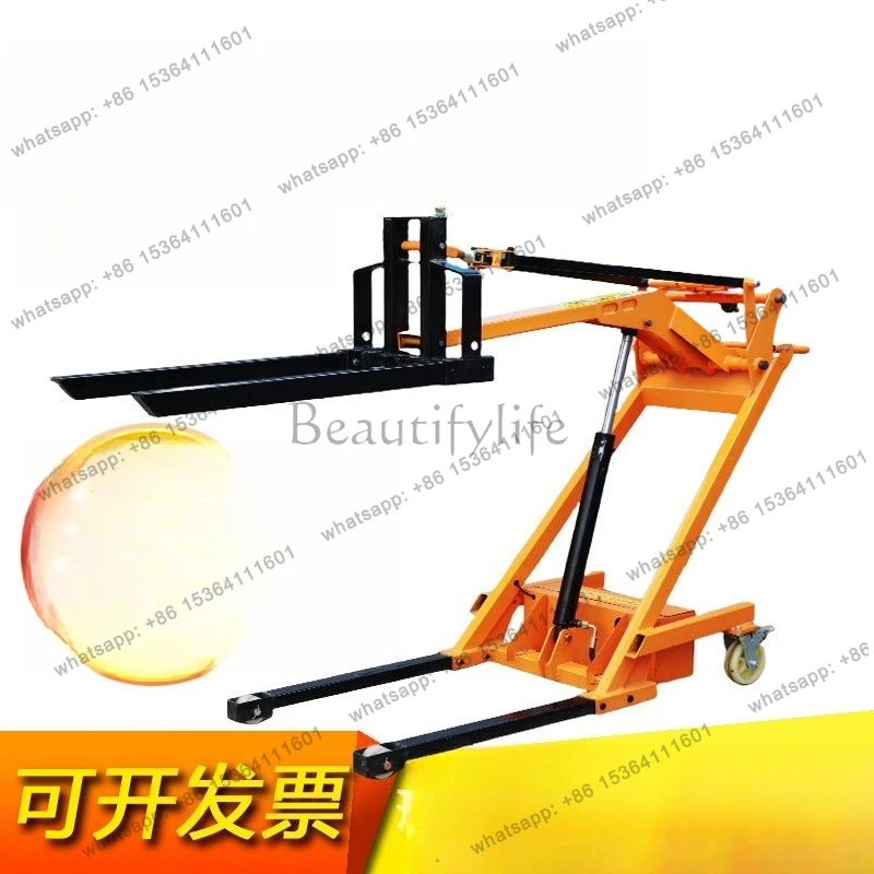 

Portable simple forklift electric hydraulic crank arm lift manual stacker truck