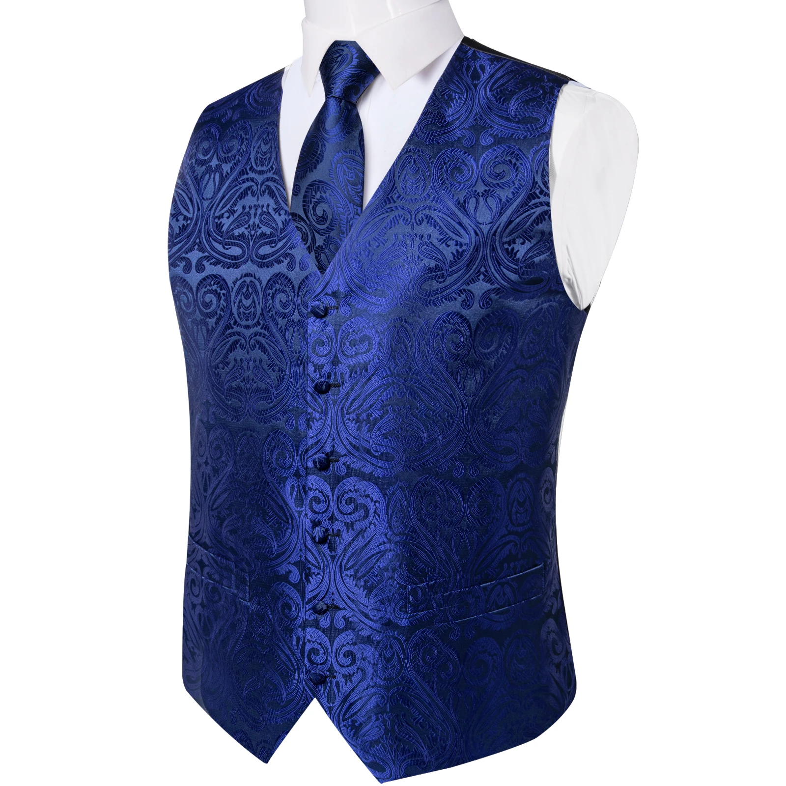 Luxus kleid weiß Paisley Hochzeits weste für Mann Anzug Mode Männer Business Smoking Weste Westen Anzug Krawatte Set Chaleco Hombre – Detail 16