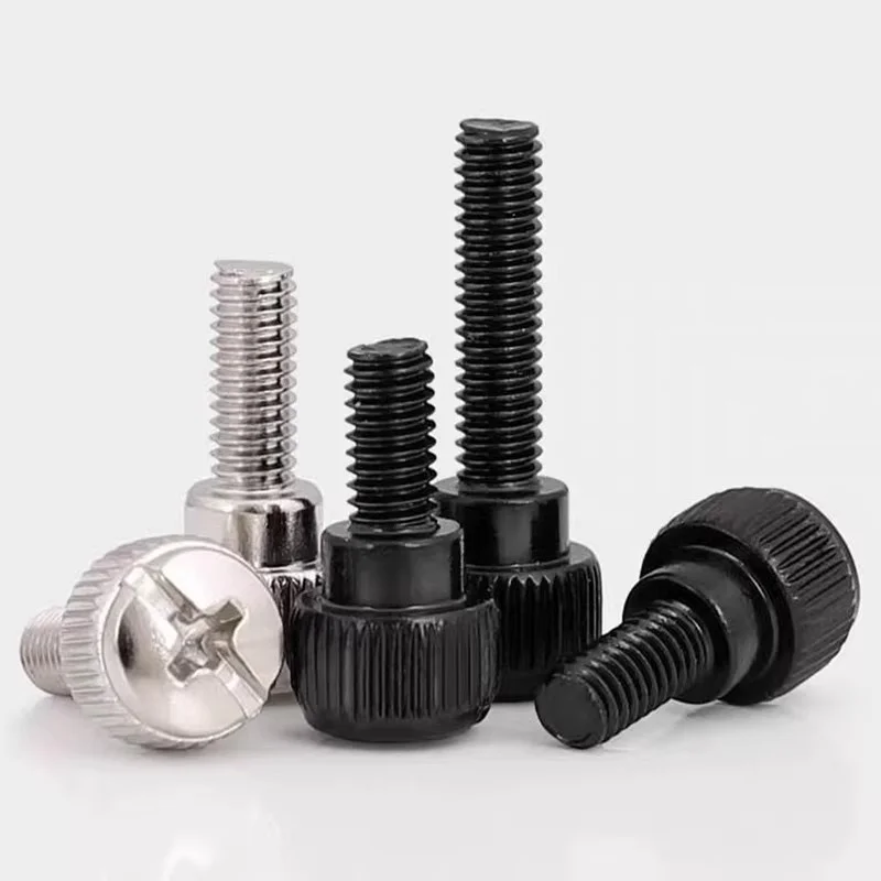 20pcs Black /Silver Round Head Hand Tighten Screw Adjustment Screws Manual Step Bolt Screw for PC Computer Case Cover
