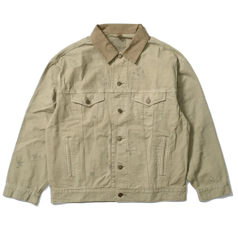 Classic Trendy Madness Jackets High Quality Light Colored Casual Spray Ink Graffiti Loose Workwear Jacket Streetwear MDNS Coat