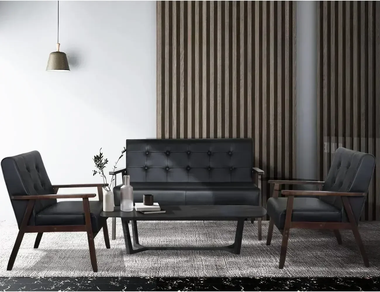 hot-sale productshot-sallingHot salesModern Wooden Leather 2-Seat Sofa, Sleek Minimalist Loveseat, Sturdy and Long-Lasting Loves
